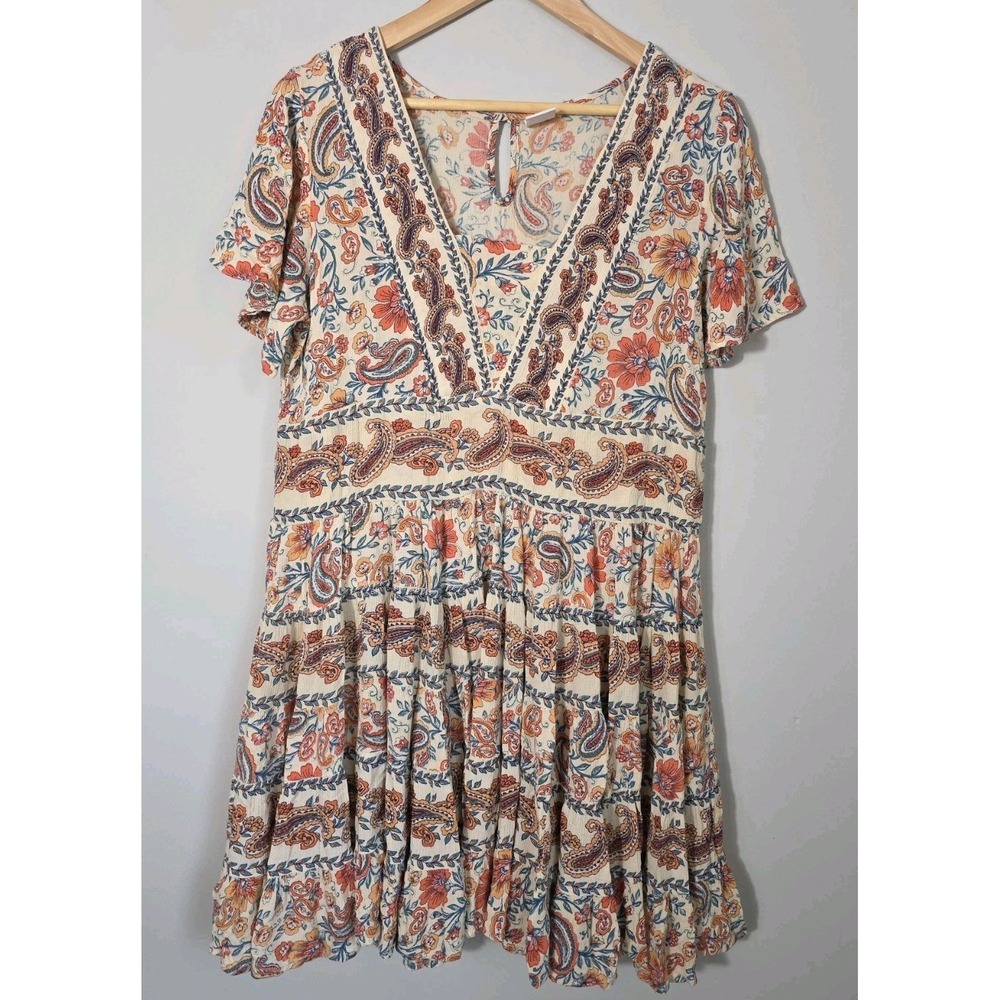 Bila Cream Multicolor Boho Floral Midi Dress - Picture 2 of 11